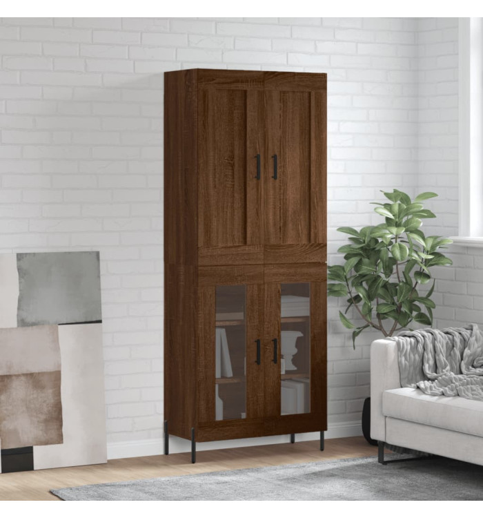 Buffet haut Chêne marron 69,5x34x180 cm Bois d'ingénierie | Mobilier & Déco