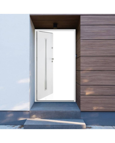 Porte d'entrée blanc 100x200 cm aluminium | Mobilier & Déco