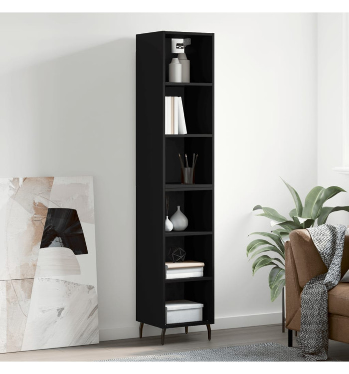 Buffet haut Noir 34,5x32,5x180 cm Bois d'ingénierie | Mobilier & Déco
