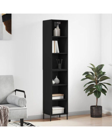 Buffet haut Noir 34,5x32,5x180 cm Bois d'ingénierie | Mobilier & Déco