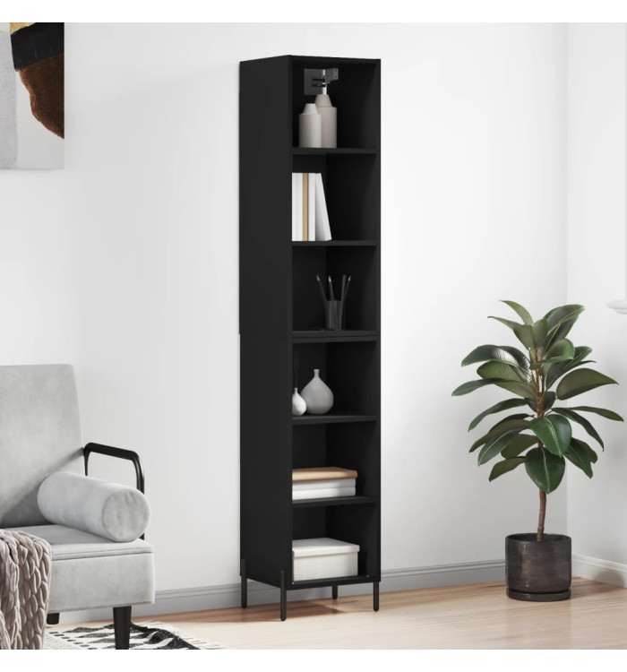 Buffet haut Noir 34,5x32,5x180 cm Bois d'ingénierie | Mobilier & Déco