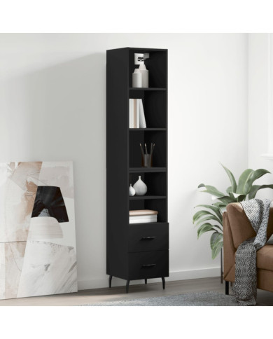 Buffet haut Noir 34,5x34x180 cm Bois d'ingénierie | Mobilier & Déco