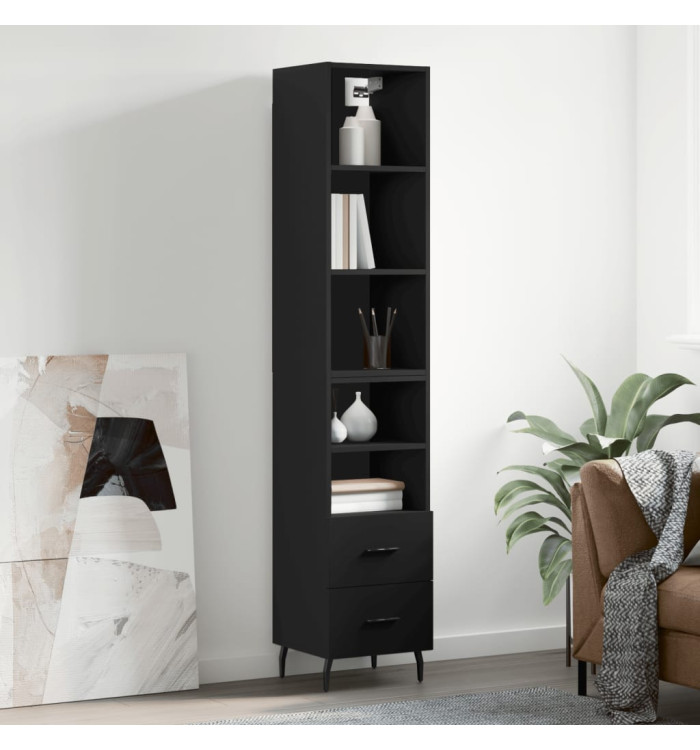 Buffet haut Noir 34,5x34x180 cm Bois d'ingénierie | Mobilier & Déco
