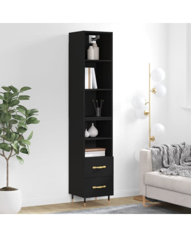 Buffet haut Noir 34,5x34x180 cm Bois d'ingénierie | Mobilier & Déco