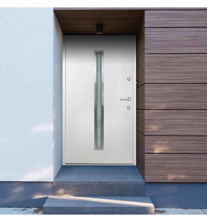 Porte d'entrée Aluminium Blanc 90x200 cm | Mobilier & Déco