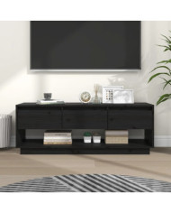 Meuble TV Noir 110,5x34x40 cm Bois de pin massif | Mobilier & Déco