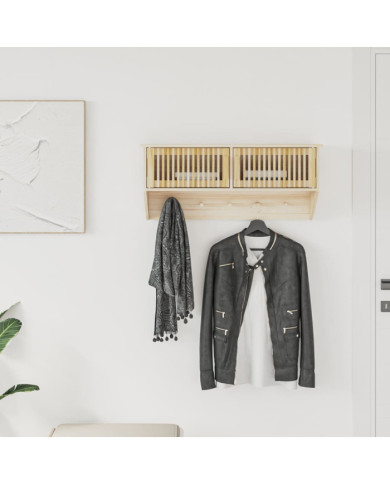 Armoire murale et crochets 80x24x35,5 cm bois d'ingénierie | Mobilier & Déco