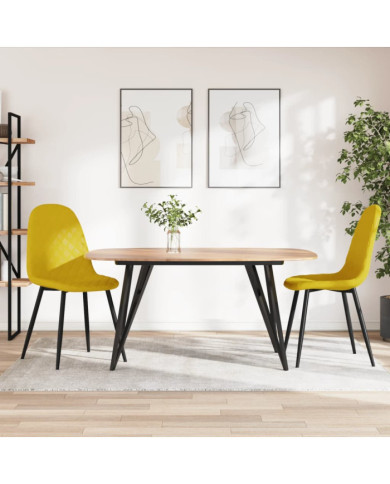Chaises à manger lot de 2 Jaune moutarde Velours | Mobilier & Déco