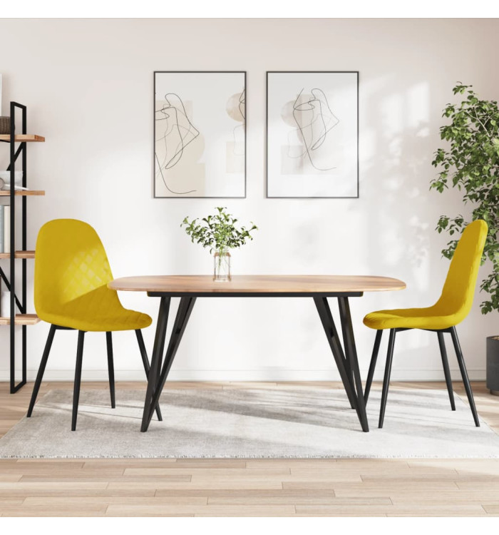 Chaises à manger lot de 2 Jaune moutarde Velours | Mobilier & Déco