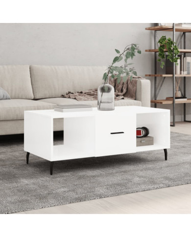 Table basse Blanc brillant 102x50x40 cm Bois d'ingénierie | Mobilier & Déco