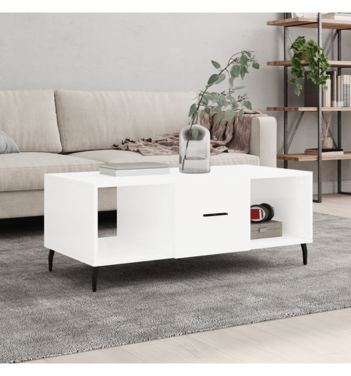 Table basse Blanc brillant 102x50x40 cm Bois d'ingénierie | Mobilier & Déco