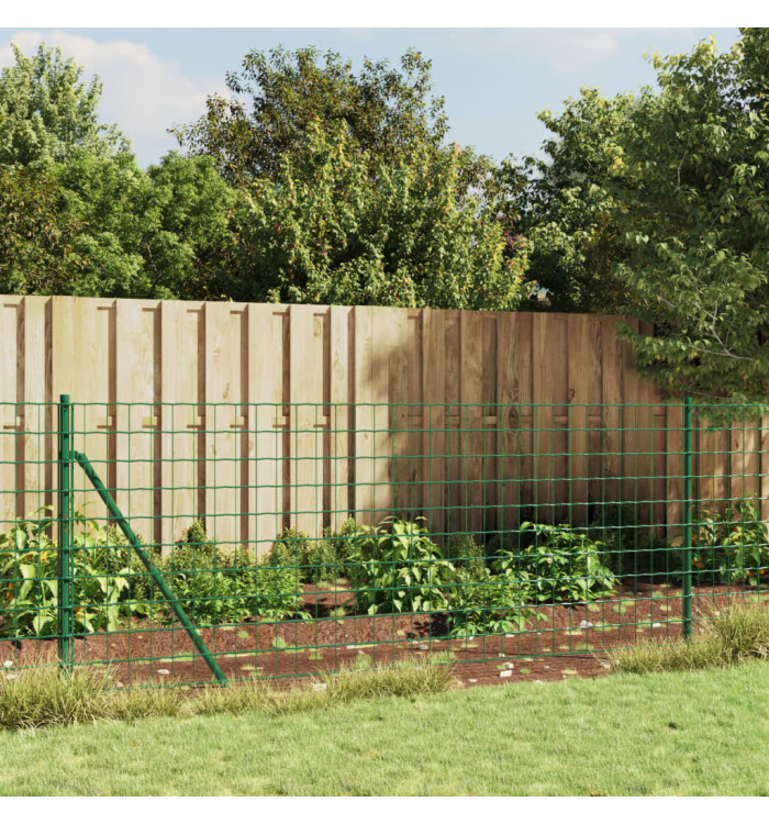 Clôture en treillis métallique avec bride vert 1x10 m | Mobilier & Déco