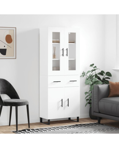 Buffet haut Blanc 69,5x34x180 cm Bois d'ingénierie | Mobilier & Déco