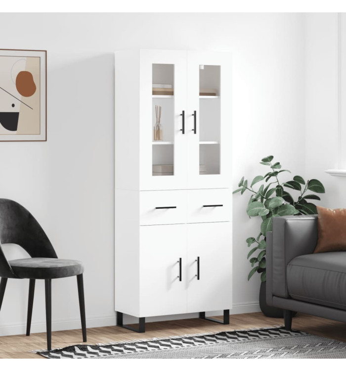 Buffet haut Blanc 69,5x34x180 cm Bois d'ingénierie | Mobilier & Déco