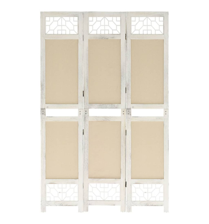 Cloison de séparation 3 panneaux Crème 105x165 cm Tissu | Mobilier & Déco