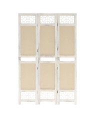 Cloison de séparation 3 panneaux Crème 105x165 cm Tissu | Mobilier & Déco