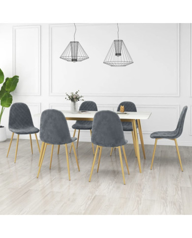 Chaises à manger lot de 6 gris foncé velours | Mobilier & Déco