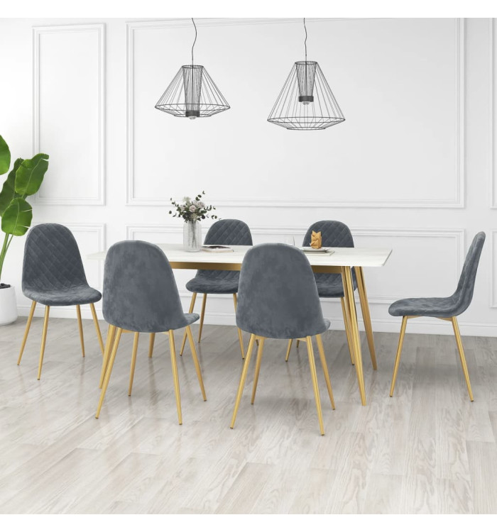 Chaises à manger lot de 6 gris foncé velours | Mobilier & Déco