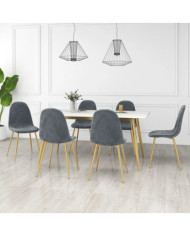 Chaises à manger lot de 6 gris foncé velours | Mobilier & Déco