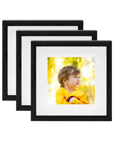 Cadres photo 3D 3 pcs Noir 23x23 cm pour photos 13x13 cm | Mobilier & Déco