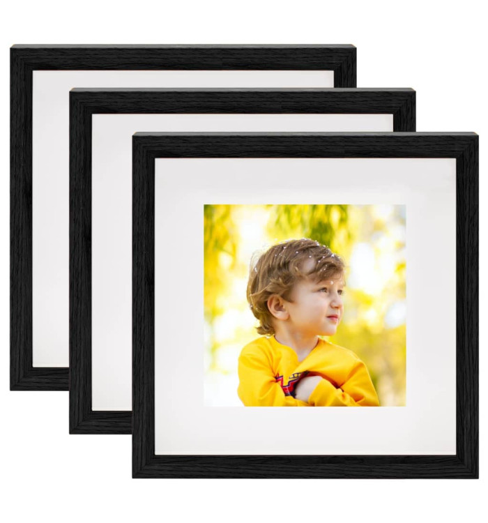 Cadres photo 3D 3 pcs Noir 23x23 cm pour photos 13x13 cm | Mobilier & Déco