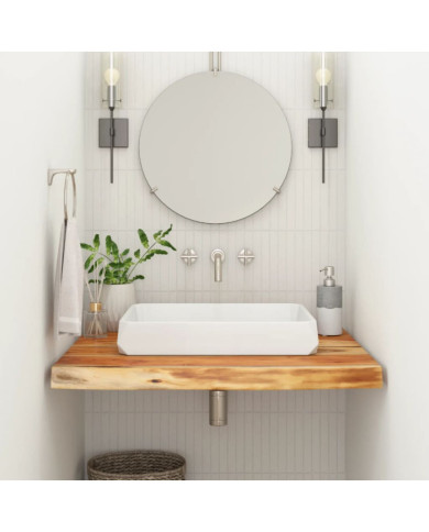 Comptoir de salle de bain 80x60x3,8 cm rectangulaire acacia | Mobilier & Déco