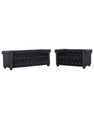 Canapés Chesterfield 2 pcs Revêtement en velours Noir | Mobilier & Déco