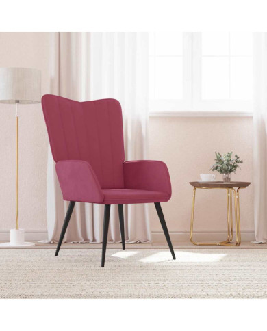 Chaise de relaxation Rouge bordeaux Velours | Mobilier & Déco