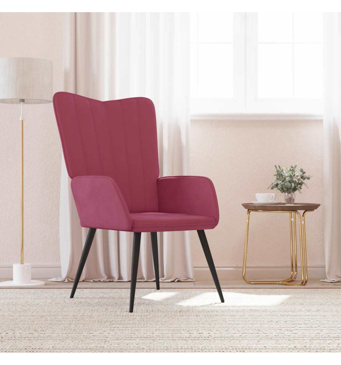 Chaise de relaxation Rouge bordeaux Velours | Mobilier & Déco