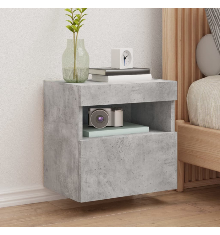 Meubles TV muraux et lumières LED 2pcs gris béton 40x30x40 cm | Mobilier & Déco