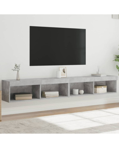 Meubles TV avec lumières LED 2 pcs gris béton 100x30x30 cm | Mobilier & Déco