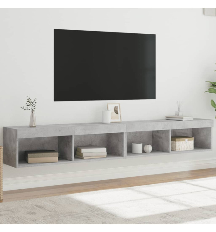 Meubles TV avec lumières LED 2 pcs gris béton 100x30x30 cm | Mobilier & Déco