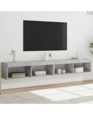 Meubles TV avec lumières LED 2 pcs gris béton 100x30x30 cm | Mobilier & Déco