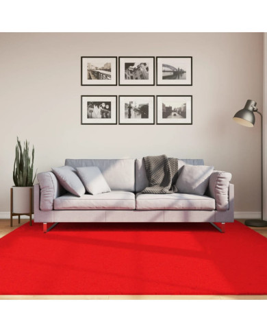 Tapis OVIEDO à poils courts rouge 200x200 cm | Mobilier & Déco