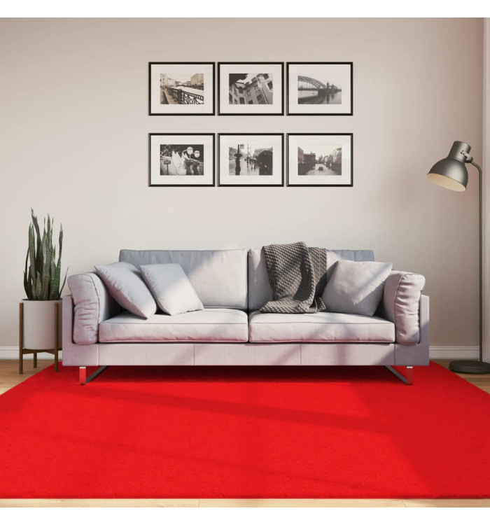 Tapis OVIEDO à poils courts rouge 200x200 cm | Mobilier & Déco