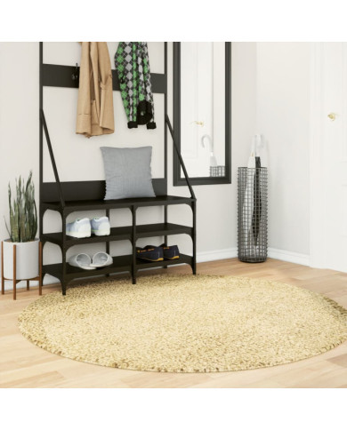 Tapis shaggy PAMPLONA poils longs moderne doré Ø 160 cm | Mobilier & Déco