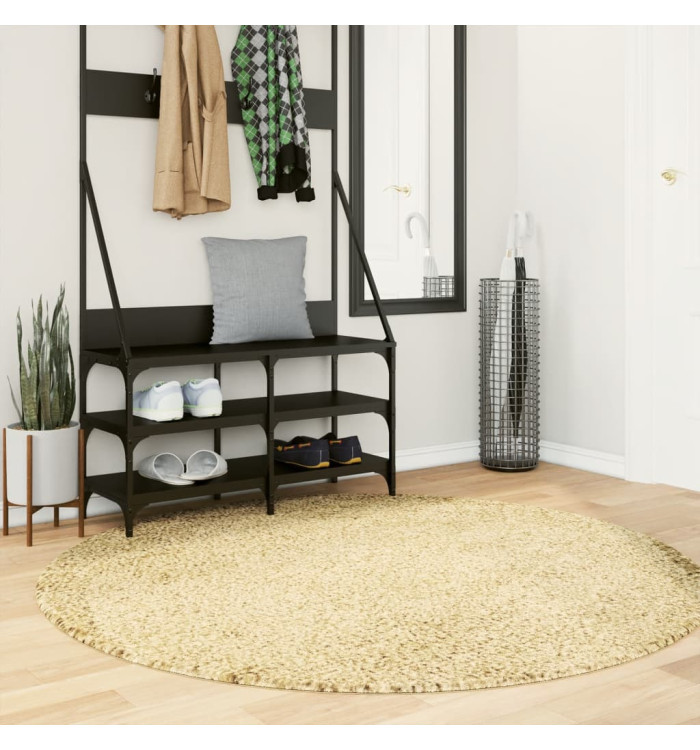 Tapis shaggy PAMPLONA poils longs moderne doré Ø 160 cm | Mobilier & Déco