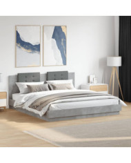 Cadre de lit avec LED sans matelas gris béton 160x200 cm | Mobilier & Déco