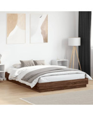 Cadre de lit avec LED sans matelas chêne marron 160x200 cm | Mobilier & Déco