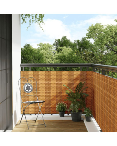 Paravent de balcon marron clair 600x100 cm résine tressée | Mobilier & Déco