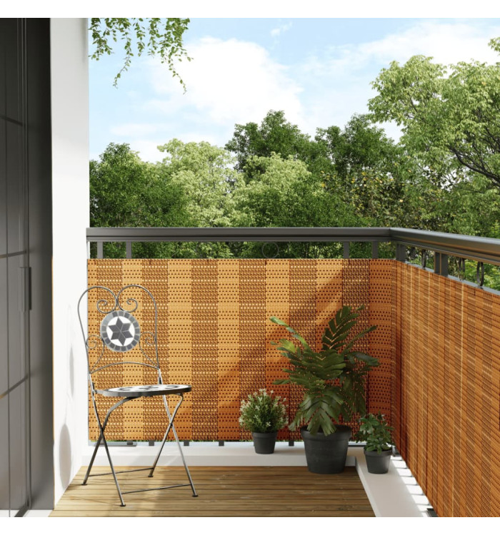 Paravent de balcon marron clair 600x100 cm résine tressée | Mobilier & Déco