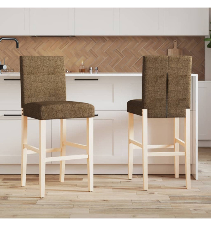 Chaises de bar lot de 2 bois massif d'hévéa et tissu | Mobilier & Déco