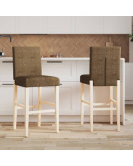 Chaises de bar lot de 2 bois massif d'hévéa et tissu | Mobilier & Déco