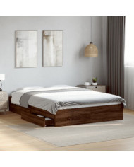 Cadre de lit avec tiroirs sans matelas chêne marron 135x190 cm | Mobilier & Déco