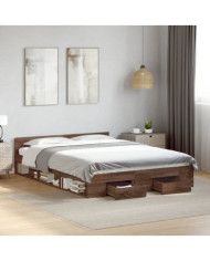 Cadre de lit avec tiroirs sans matelas chêne marron 160x200 cm | Mobilier & Déco