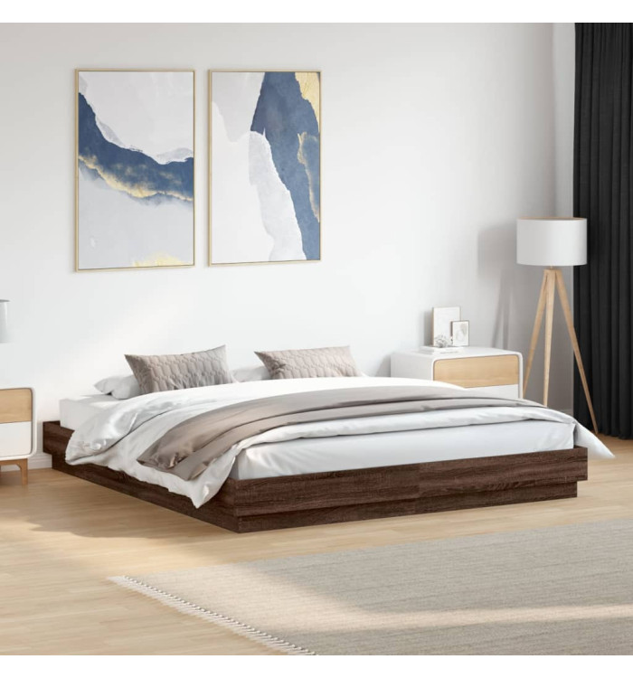 Cadre de lit sans matelas chêne marron 180x200 cm | Mobilier & Déco