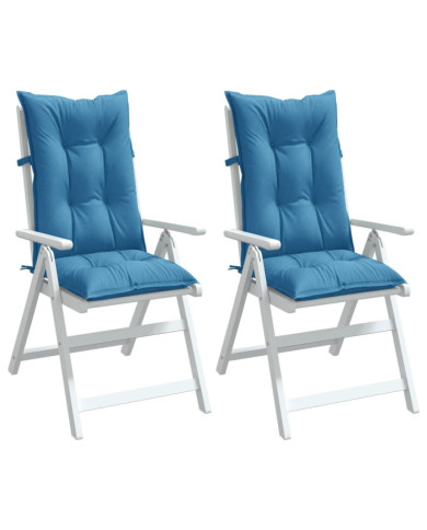 Coussins de chaise à dossier haut lot de 2 bleu mélangé tissu | Mobilier & Déco