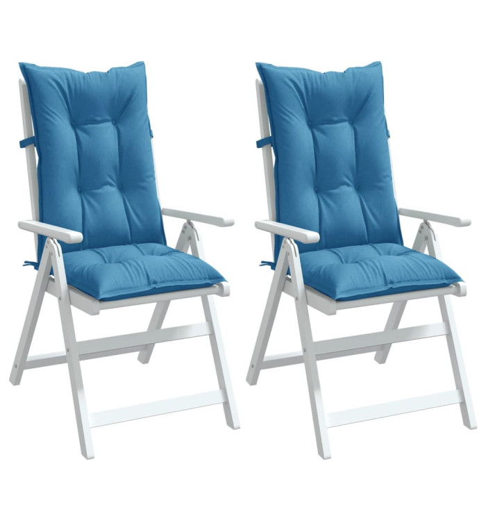 Coussins de chaise à dossier haut lot de 2 bleu mélangé tissu | Mobilier & Déco