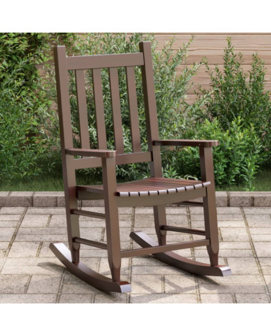 Chaise à bascule enfants marron bois de peuplier massif | Mobilier & Déco