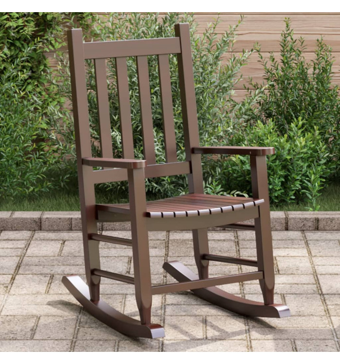 Chaise à bascule enfants marron bois de peuplier massif | Mobilier & Déco